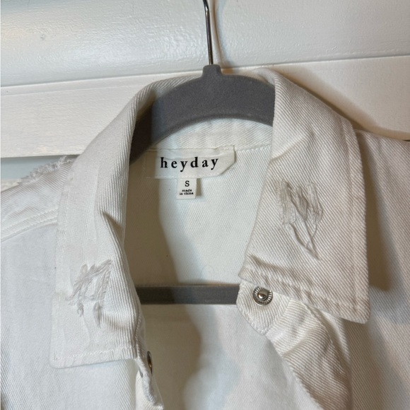 Heyday White Distressed Button-Up Jean Jacket | Oversized | NWOT - Picture 7 of 10
